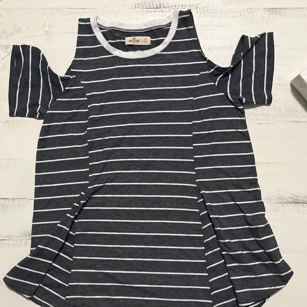 Dark Grey Hollister Striped Shirt